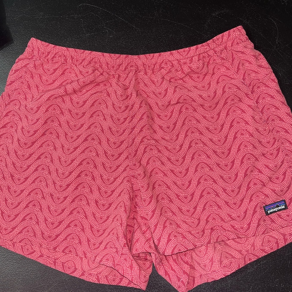 Patagonia Women’s Red Wave Pattern Baggies Shorts